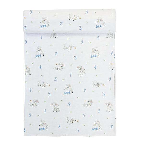 Counting Baby Sheep Blue Printed Swaddle Blanket