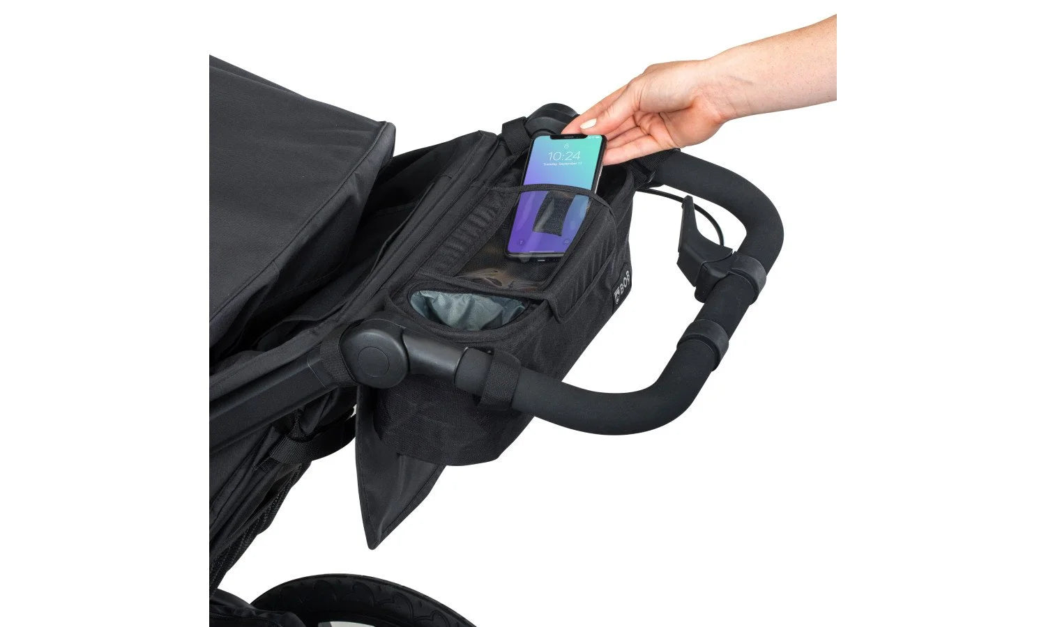 Person pulling out cellphone from the deluxe handlebar console