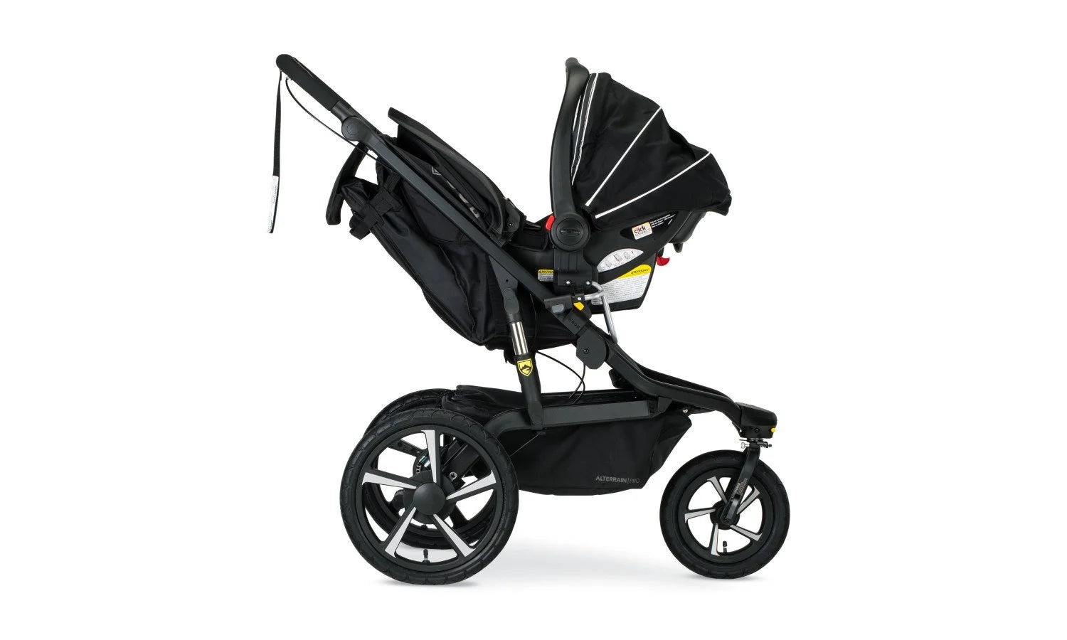 Right Profile View of an Alterrain Pro (Open Canopy) with a graco car seat attached