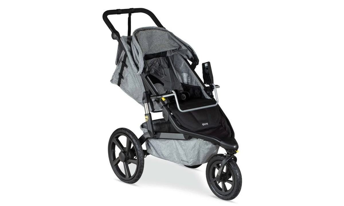 Alterrain Jogging stroller with adapter frame attached to the removable receivers
