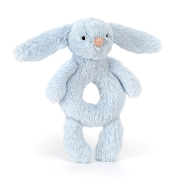 Bashful Bunny Ring Rattle, Baby Blue