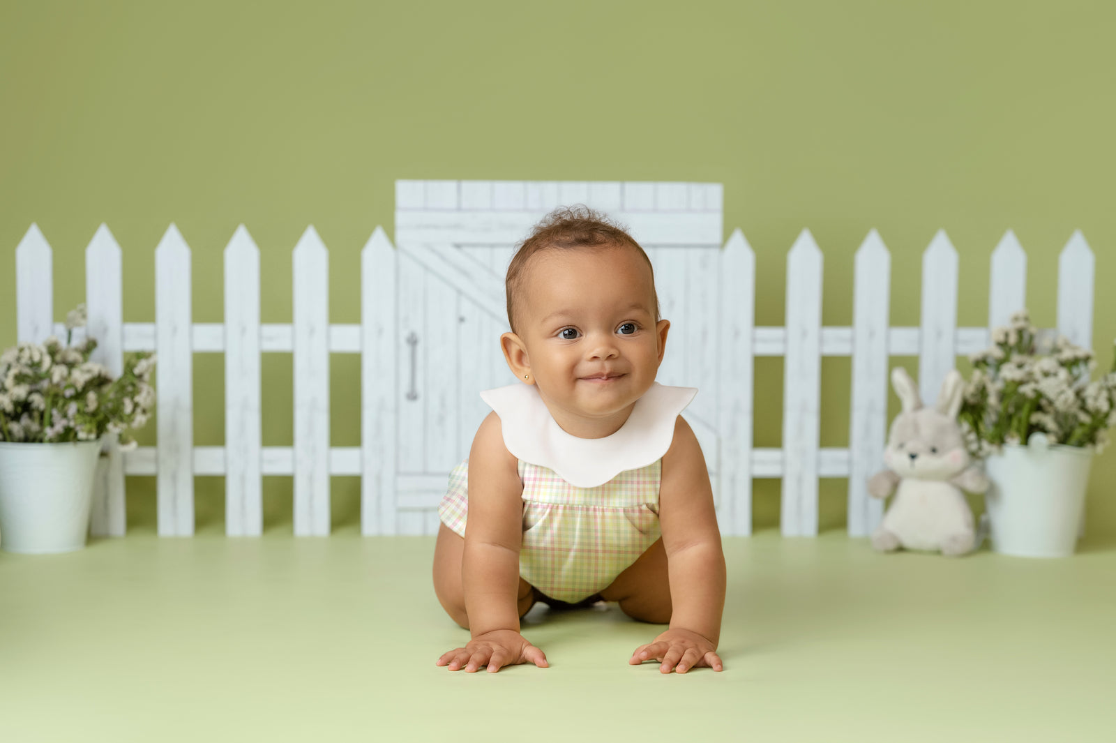 Baby Club Chic Gingham Sunshine Bubble with Collar