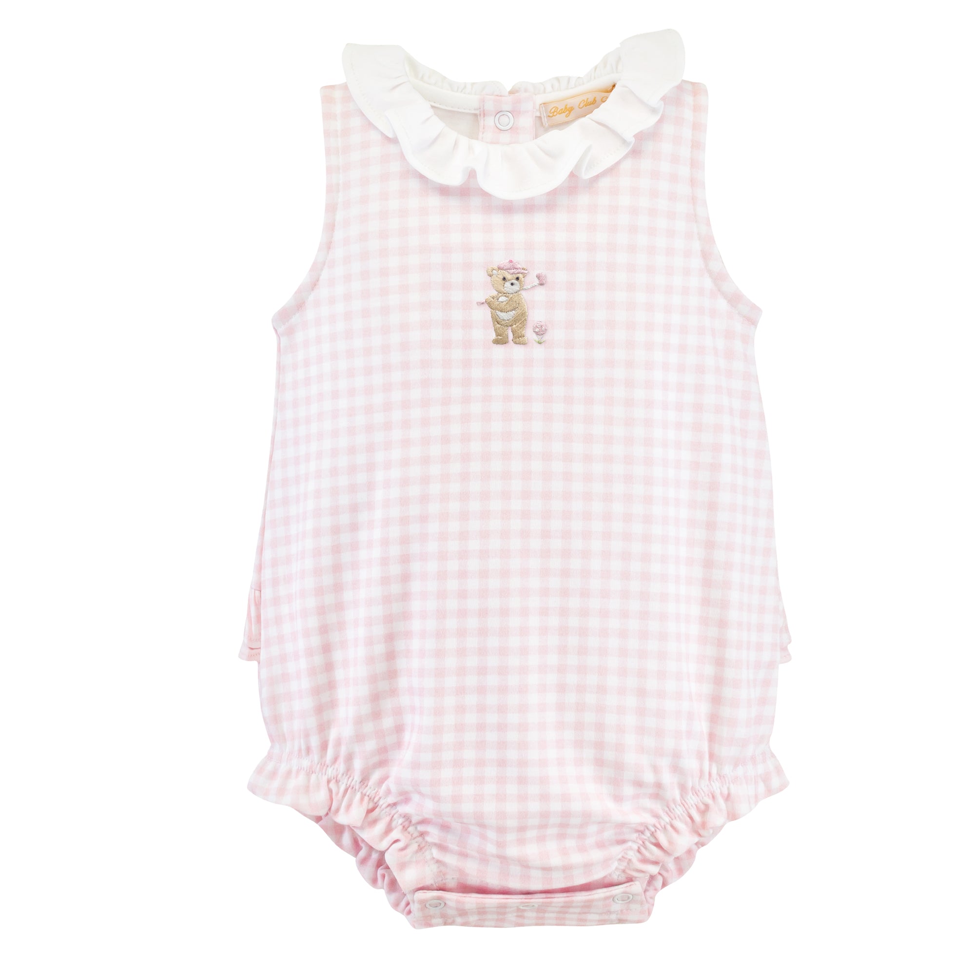 Baby Club Chic Golfing Bear Pink Bubble with Embroidery