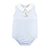 Tiny Giraffe Light Blue Gingham Bubble with Embroidery