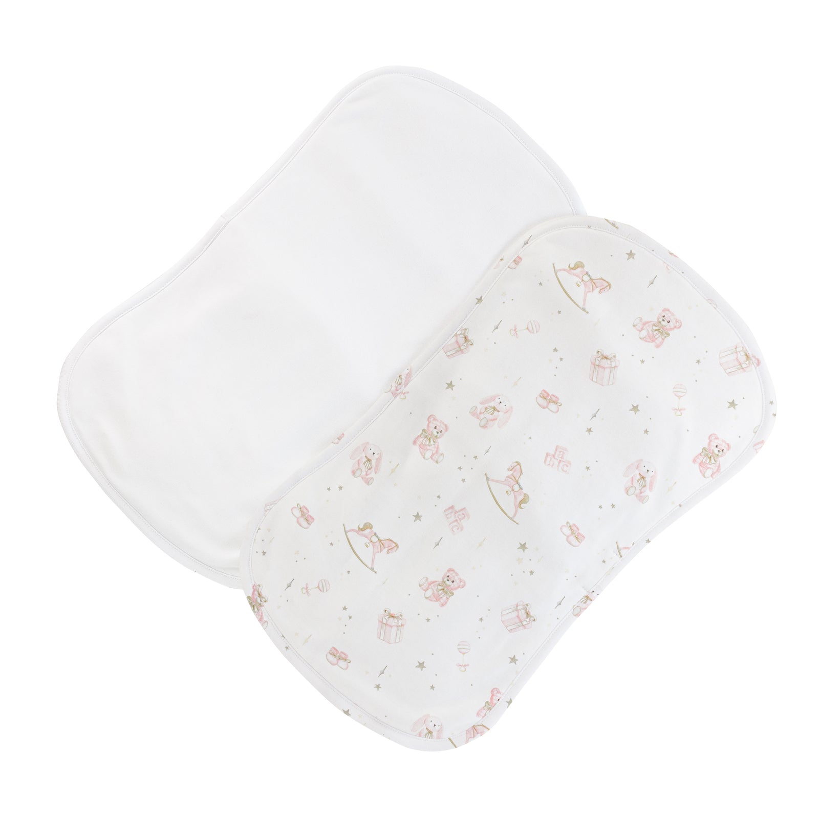 Baby Toys Burp Cloth 2PC Set, Pink