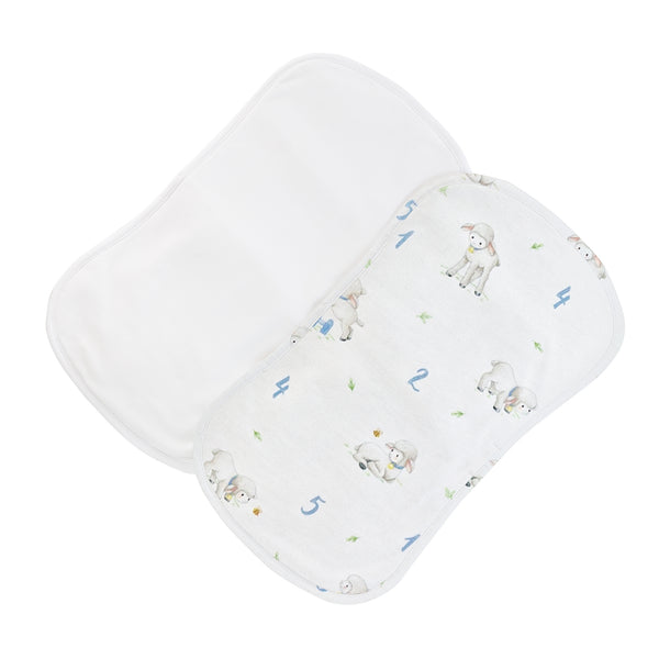 Counting Baby Sheep Blue, Burp Cloth 2PC Set