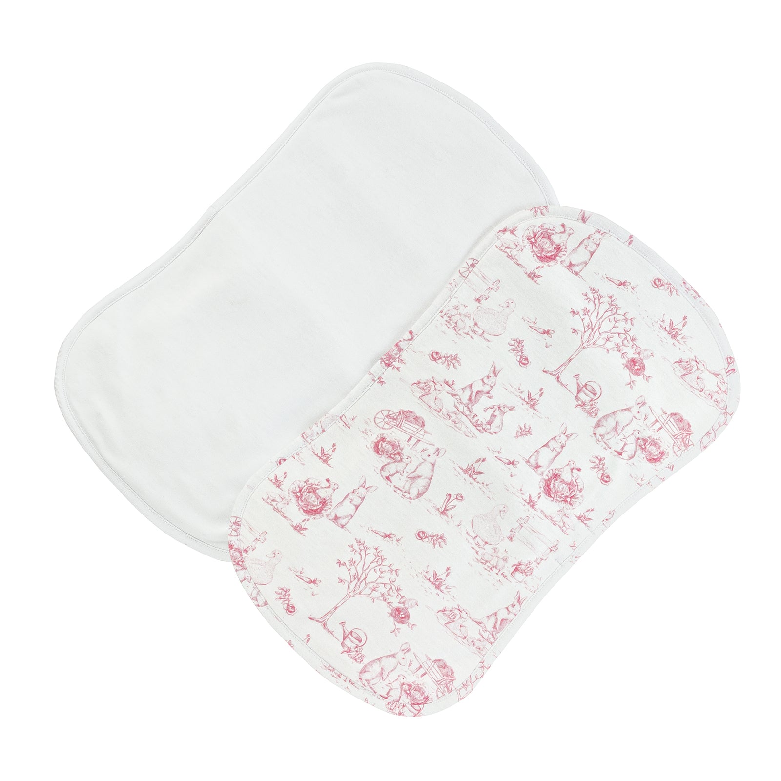 Baby Club Chic Pink Toile Bunnies Burp Cloth 2PC Set