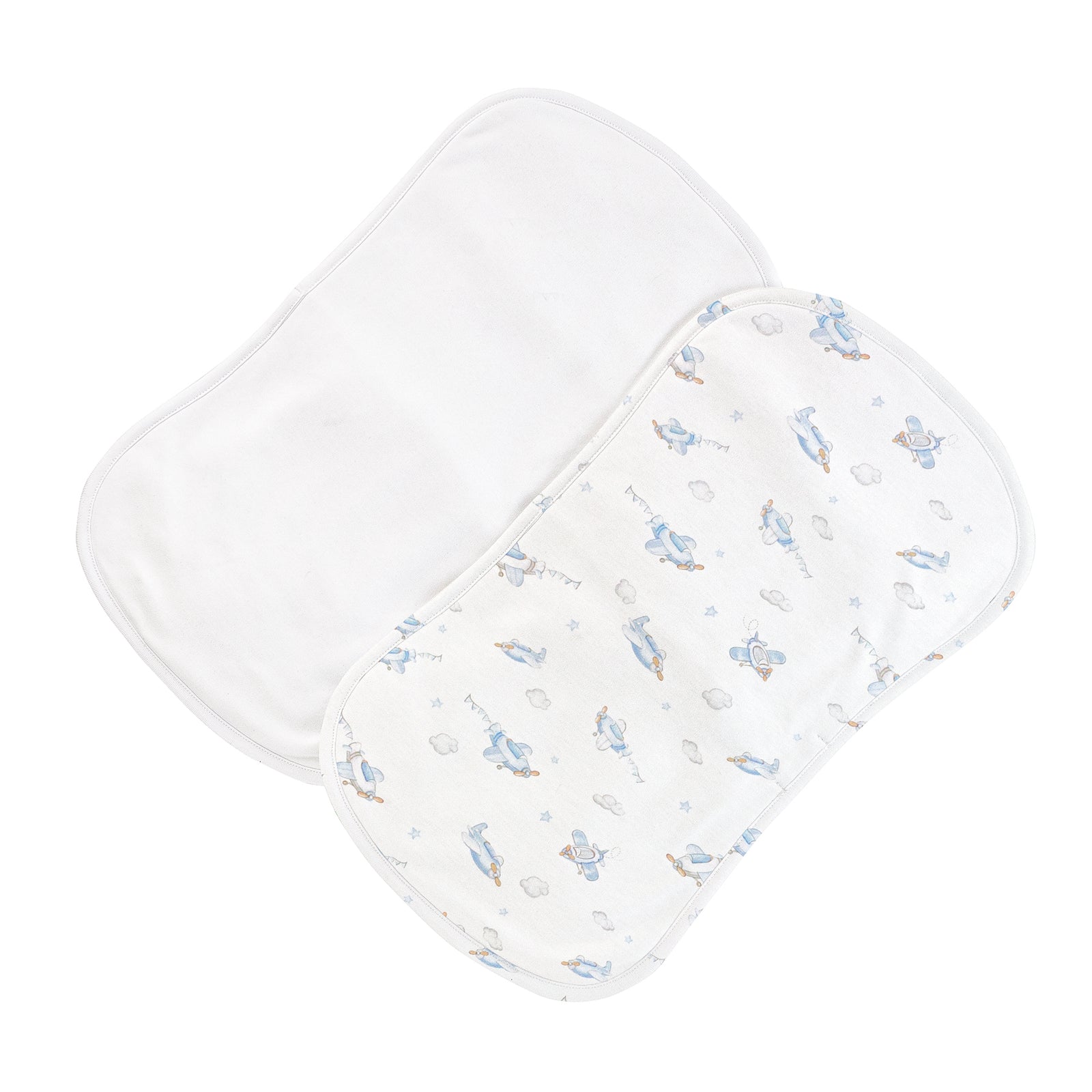 Baby Club Chic Up, Up and Away Printed Pima Burp Cloth 2PC Set