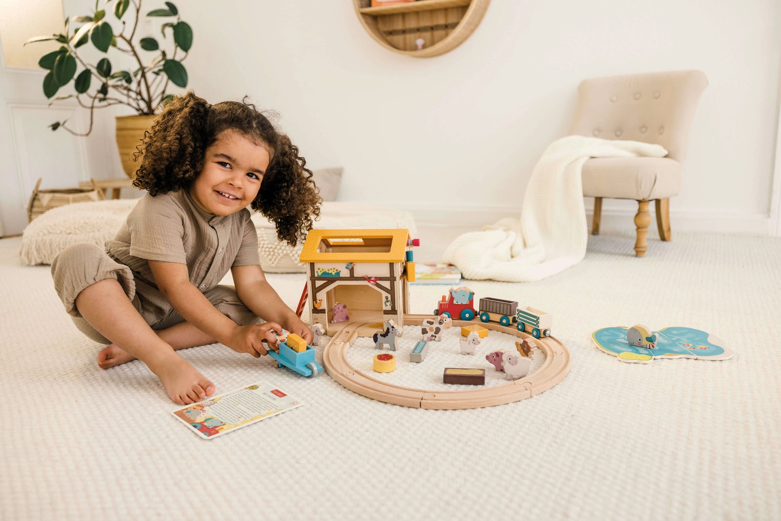 Bababoo and friends Farm Play World with Wooden Train Tracks