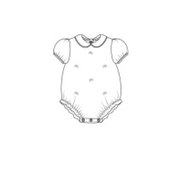 Baby Club Chic Little Bows Hand Embroidered Bubble with Round Collar