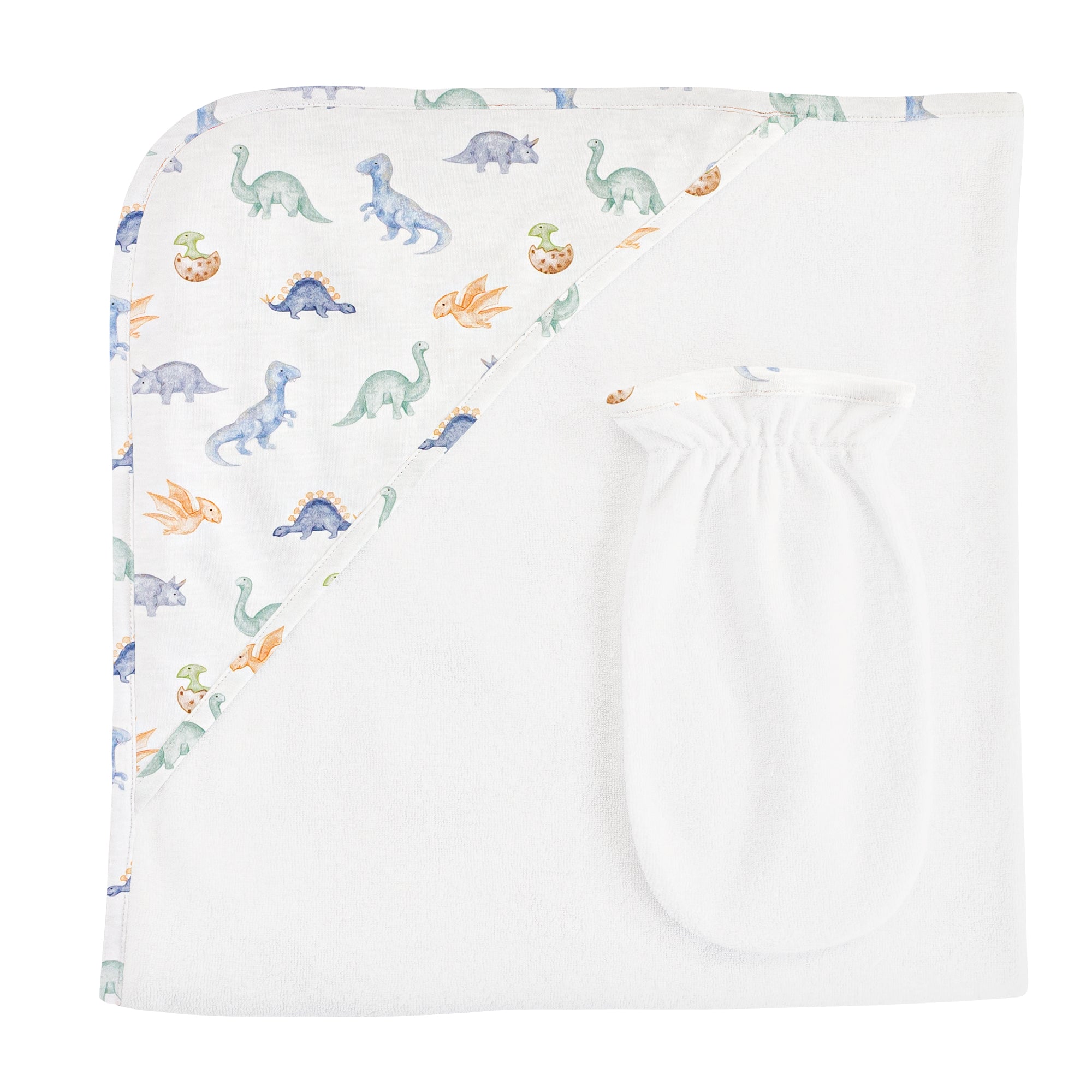 Baby Dinos Hooded Towel with Mitt Set
