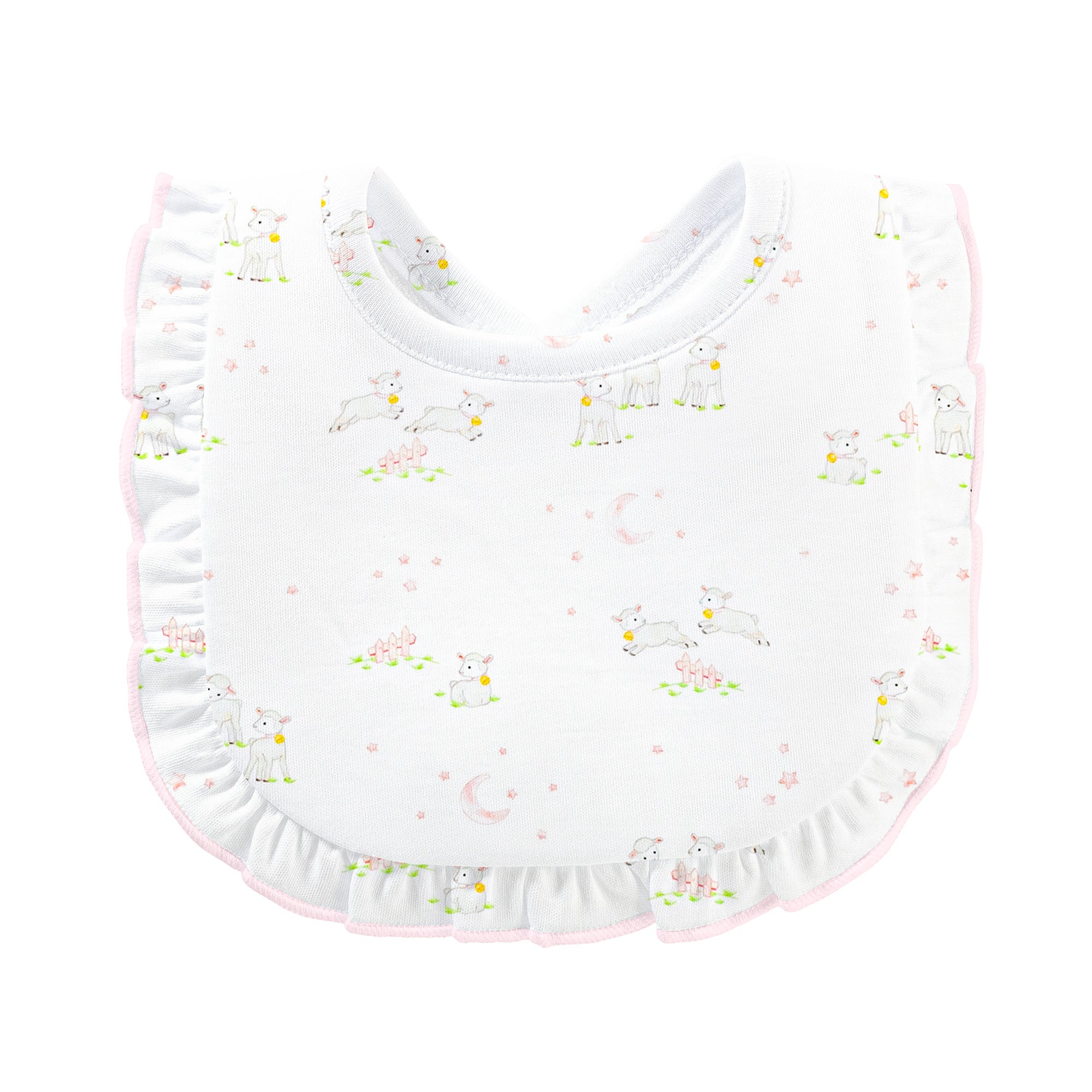 Pink Ruffle Bib Baby Lambs - Pink, Bib with Ruffle