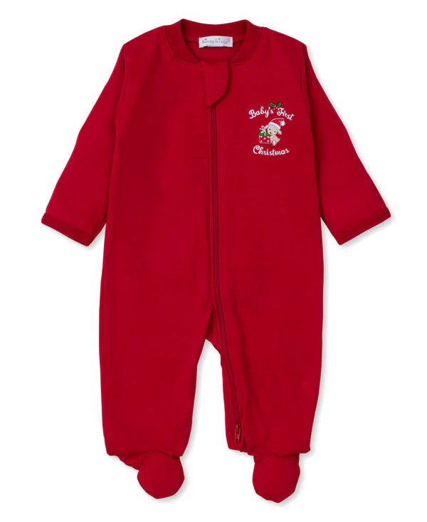 Baby's First Christmas 24 Red Zip Footie