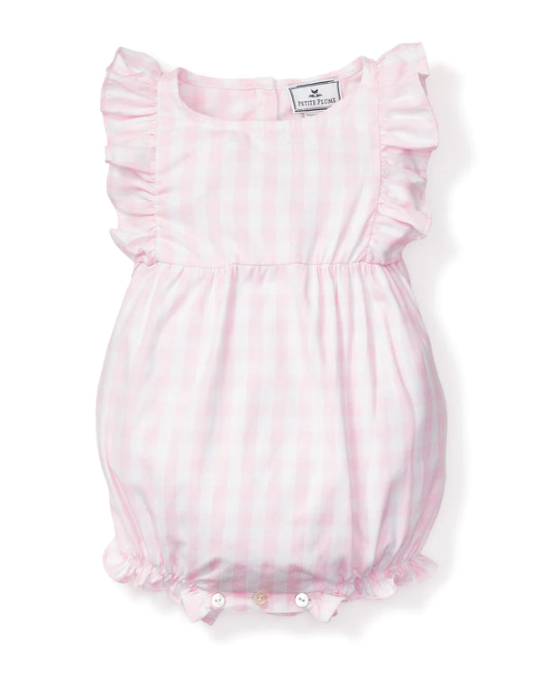 Baby's Twill Ruffled Romper, Pink Gingham