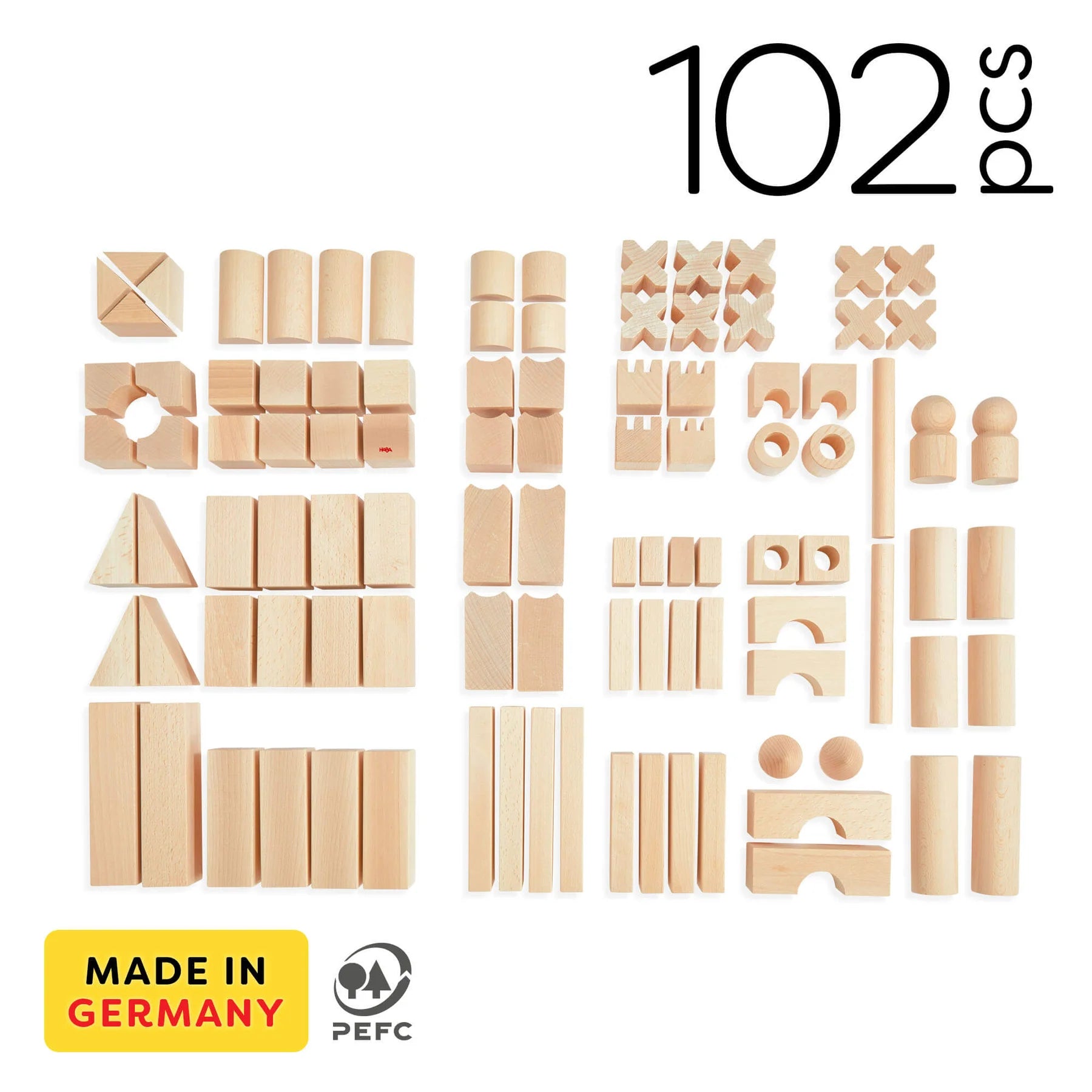 Basicc Building Haba Basic Building Blocks 102 Piece Extra Large Wooden Starter Set ...