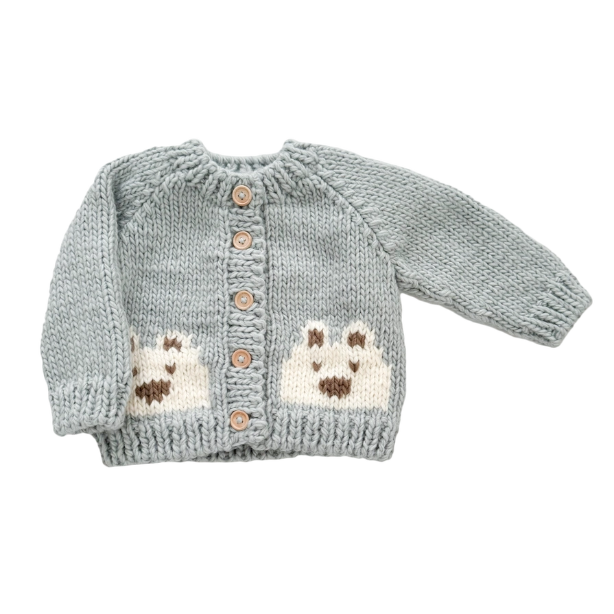 The Blueberry Hill Bear Cardigan Bowie Grey Baby & Kid Sweater Winter Holiday