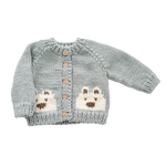 The Blueberry Hill Bear Cardigan Bowie Grey Baby & Kid Sweater Winter Holiday