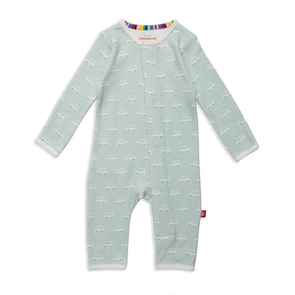 Beep Beep Time for Sleep Organic Cotton Magnetic Coverall