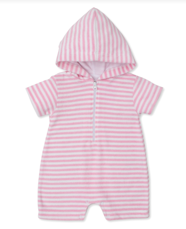Cabana Terry Stripes Terry Romper, Pink