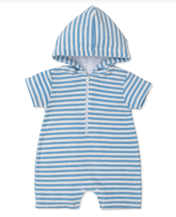 Cabana Terry Stripes Terry Romper, Blue