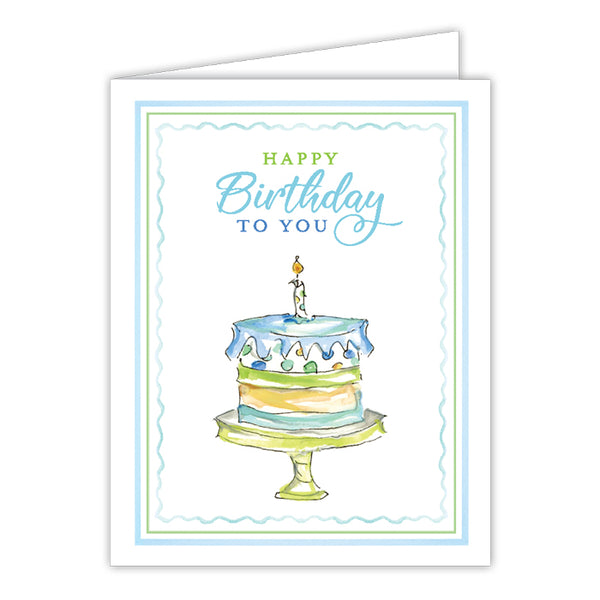 Card - Blue Happy First Birthday to You Cake