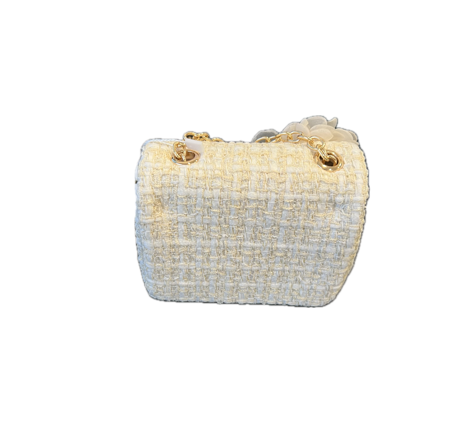Ce Ce Co Beige Flower with Pearl Tweed Purse