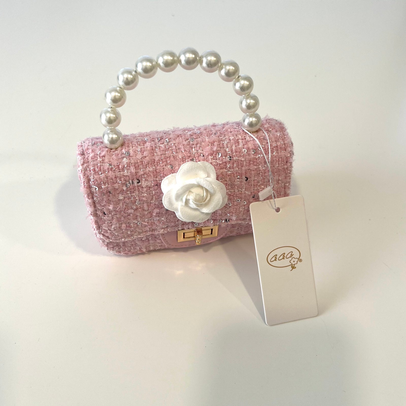 Ce Ce Co Pastel Tweed with Peony Purse - Pink