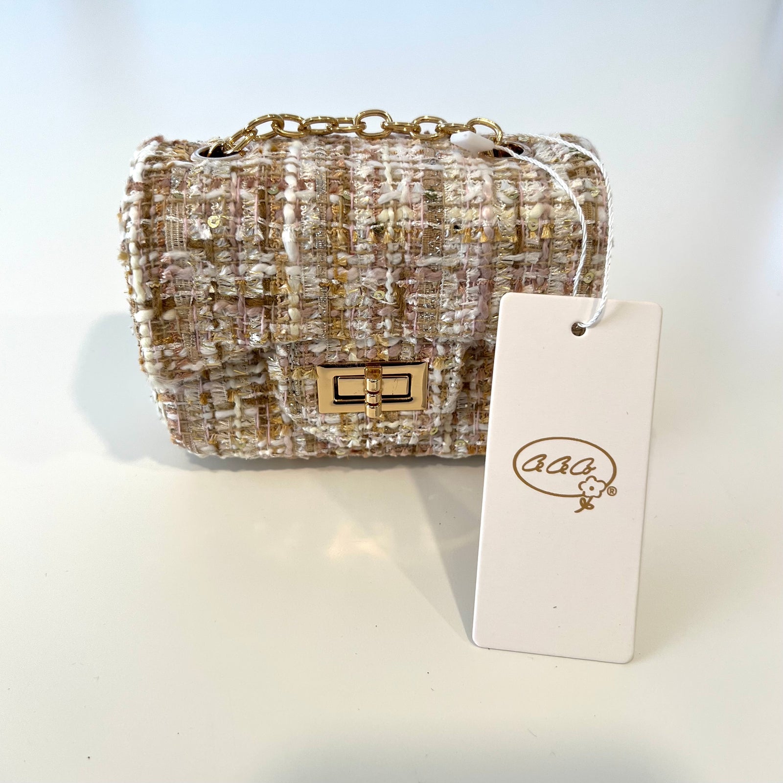 Ce Ce Co Tweed Little Lady Purse - Gold/Beige