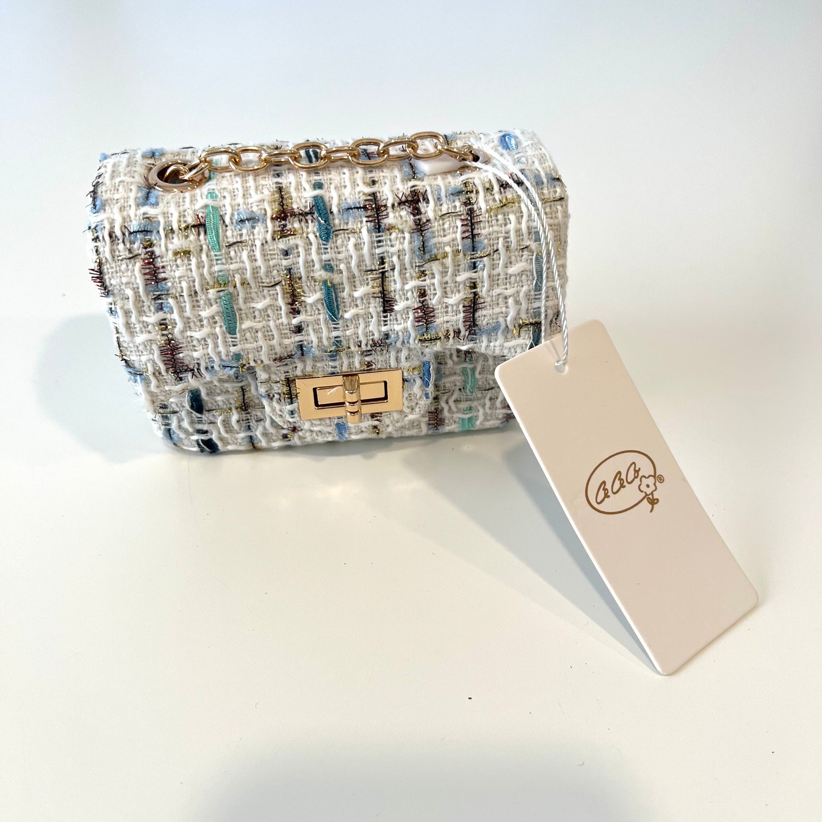 Ce Ce Co Tweed Little Lady Purse - White/Blue