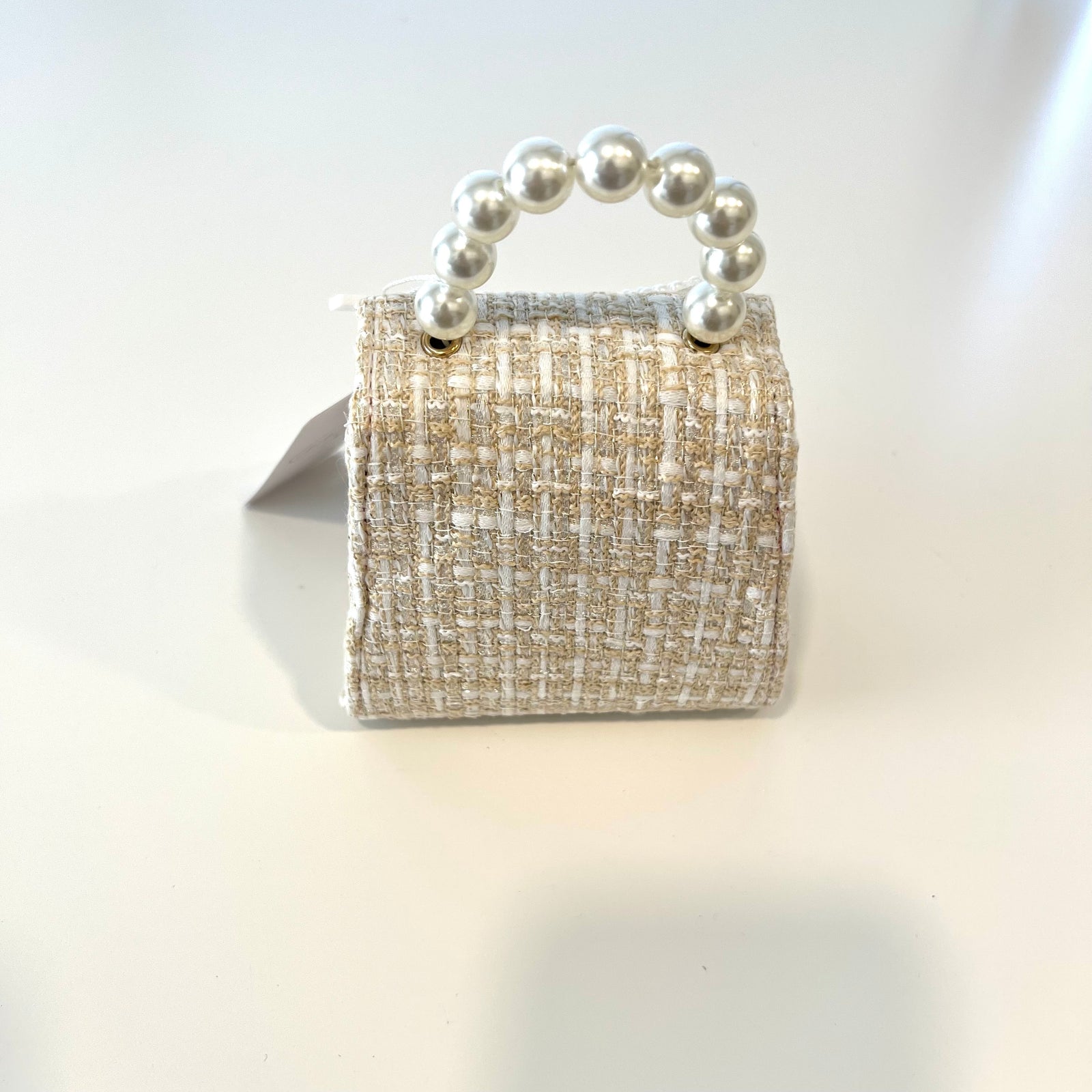Ce Ce Co Tweed Luxe Pearl Bow Purse - Beige