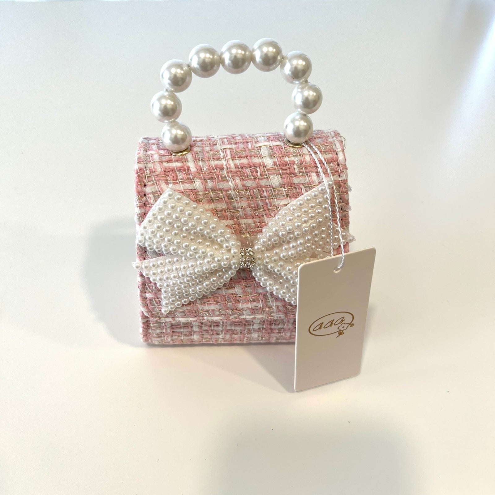 Ce Ce Co Tweed Luxe Pearl Bow Purse - Pink