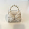 Ce Ce Co Tweed Luxe Pearl Bow Purse - White