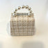 Ce Ce Co Tweed Luxe Pearl Bow Purse - White
