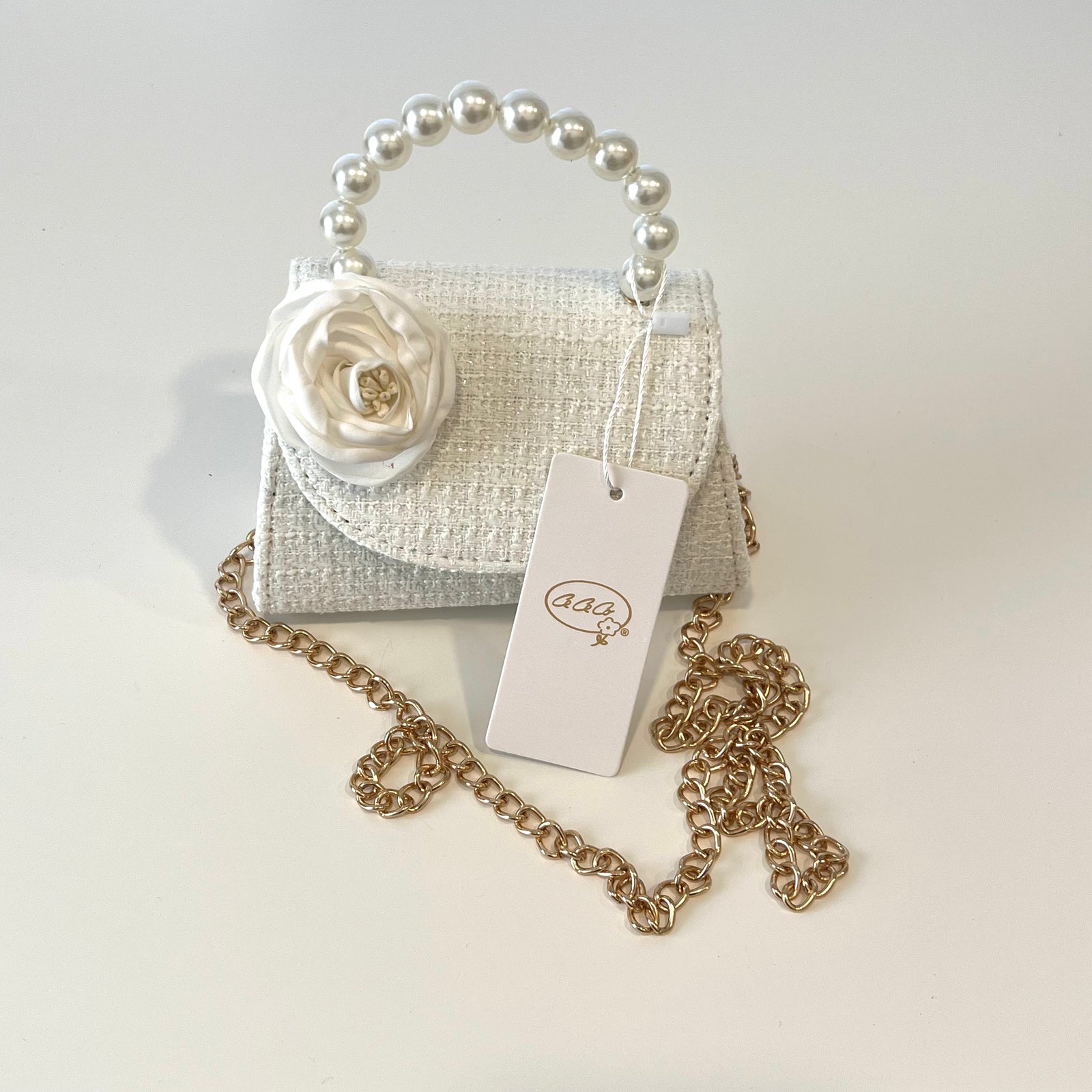 Ce Ce Co Tweed Luxe Side Peony Purse - Ivory