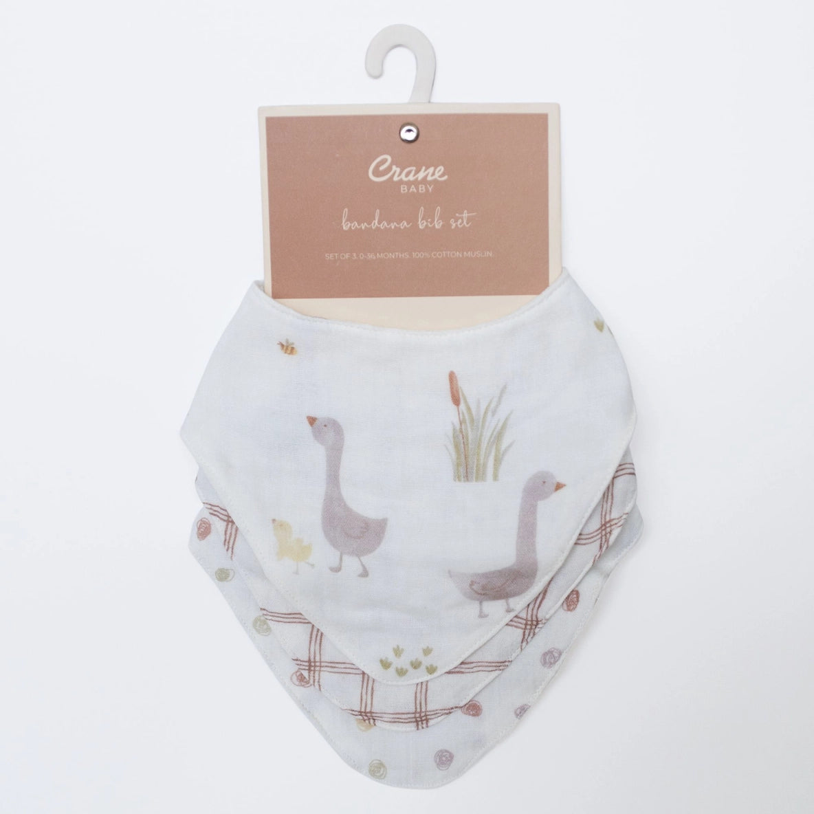Crane Baby Charlie 3-pc. Farmhouse Goose Bandana-Style Bib Set