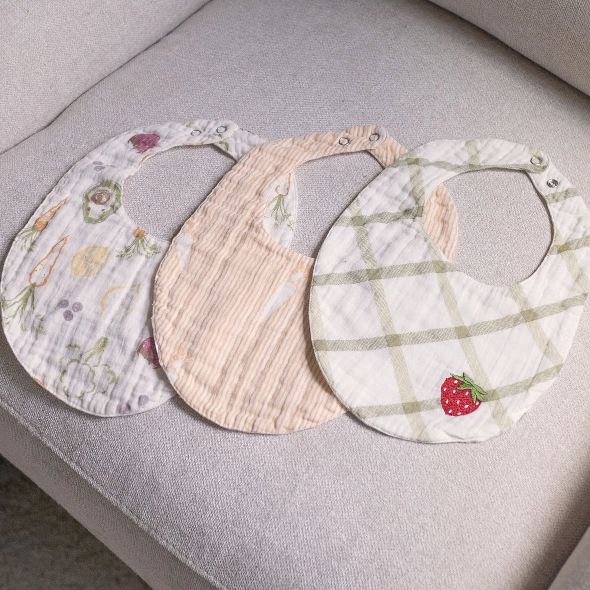 Crane Baby Clementine Fruit & Veggie Cotton Bandana Baby Bib (3 Pack)