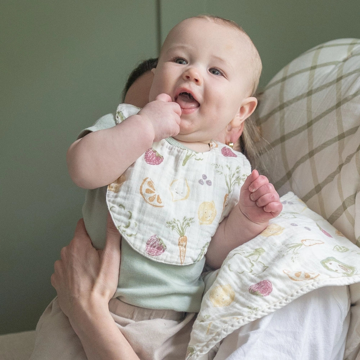 Crane Baby Clementine Fruit & Veggie Cotton Bandana Baby Bib (3 Pack)