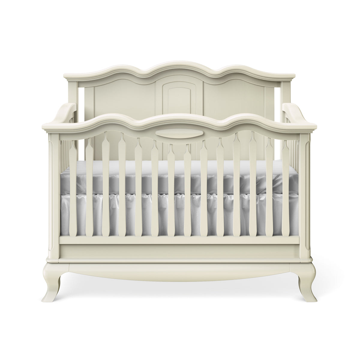 Convertible Crib Solid Back Bianco Satinato