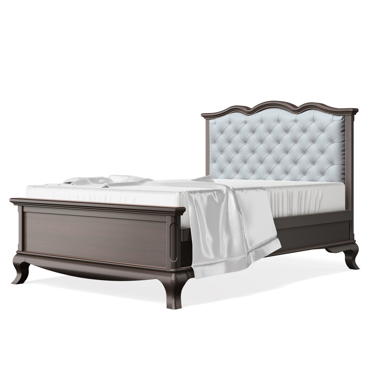 Full Bed Tufted Headboard Bruno Rosso with Grey Linen