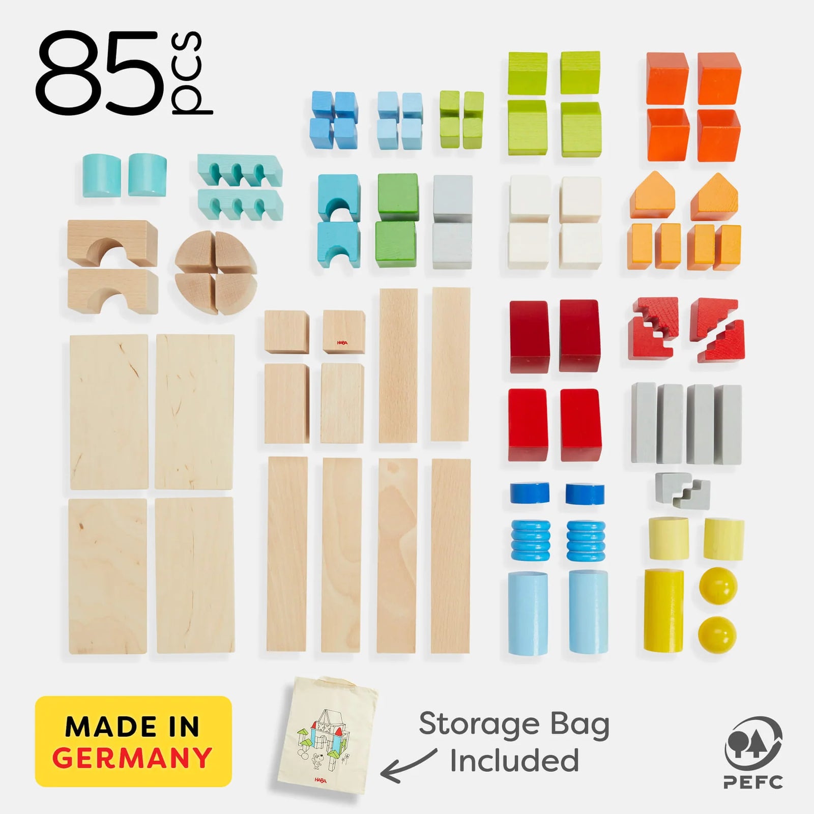 Colored Building Blocks - 85 Piece Set