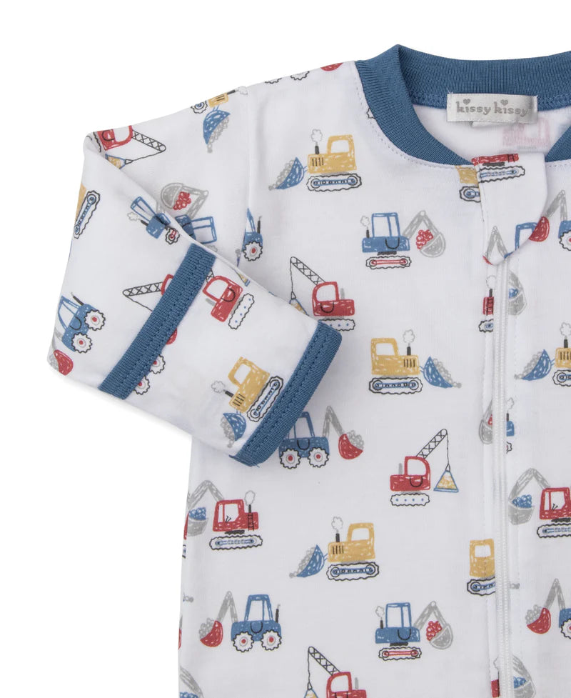 Construction Diggers Zip Footie