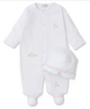 Cottontail Hollows Footie & Hat Set, WhitePink