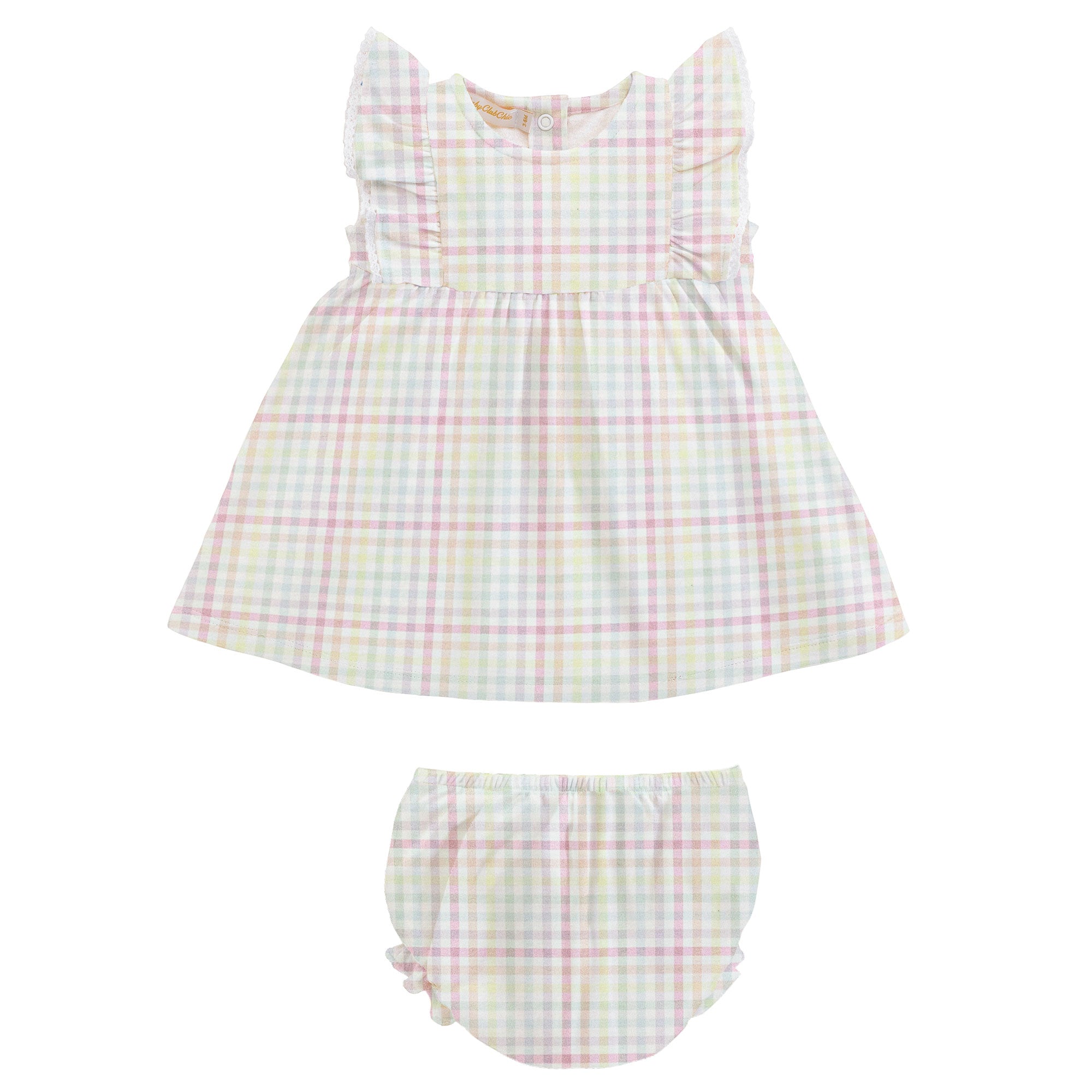 Baby Club Chic Gingham Sunshine Dress Set with Ruffle
