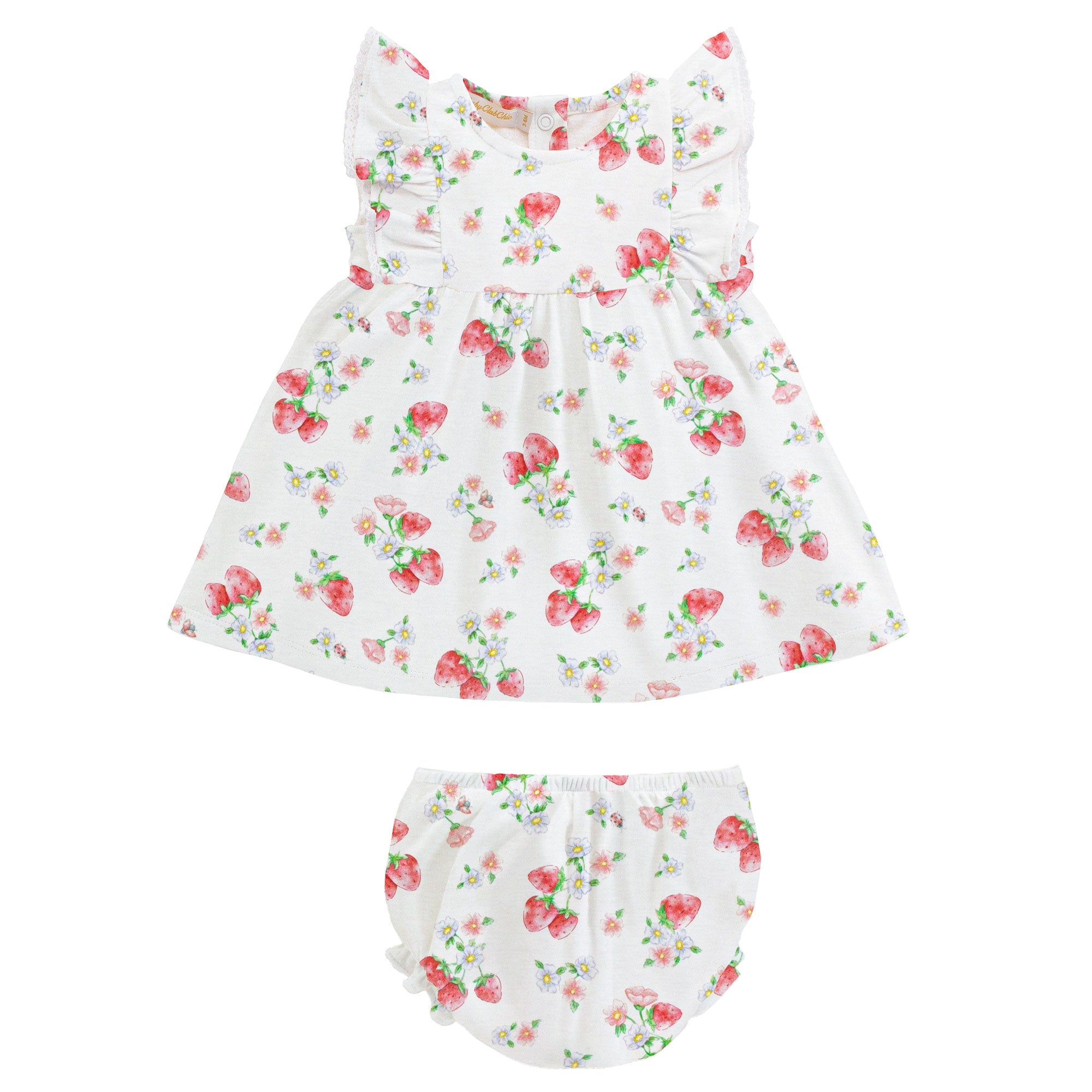 Baby Club Chic Strawberry Kisses Dress Set with Ruffle