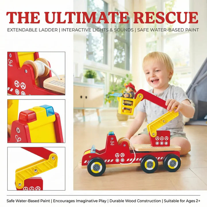 Hape Siren & Lights Toy Fire Truck
