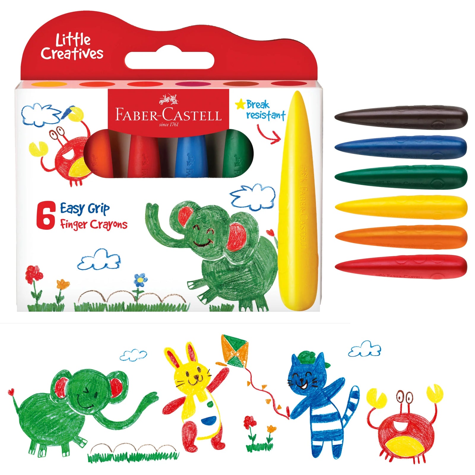 Faber Castell Little Creatives 6 Easy Grip Finger Crayons