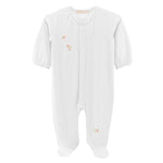 Baby Club Chic Pretty Bows Footie W/ Lace Trim, White