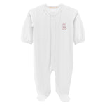 Baby Club Chic Sugarplum Steps Embroidered Pima Footie with Lace Trim