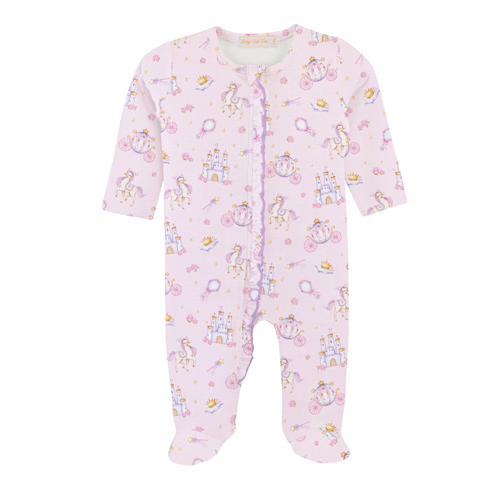 Baby Club Chic Castle Magic Printed Pima Zipped Footie with Ruffles