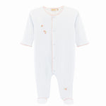 Baby Club Chic Spring Flowers White Footie with Pink Crochet Trim